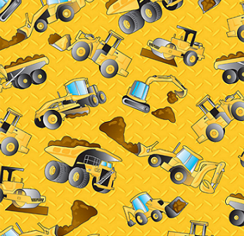 Construction Truck Digger Roller on Yellow Background - Click Image to Close